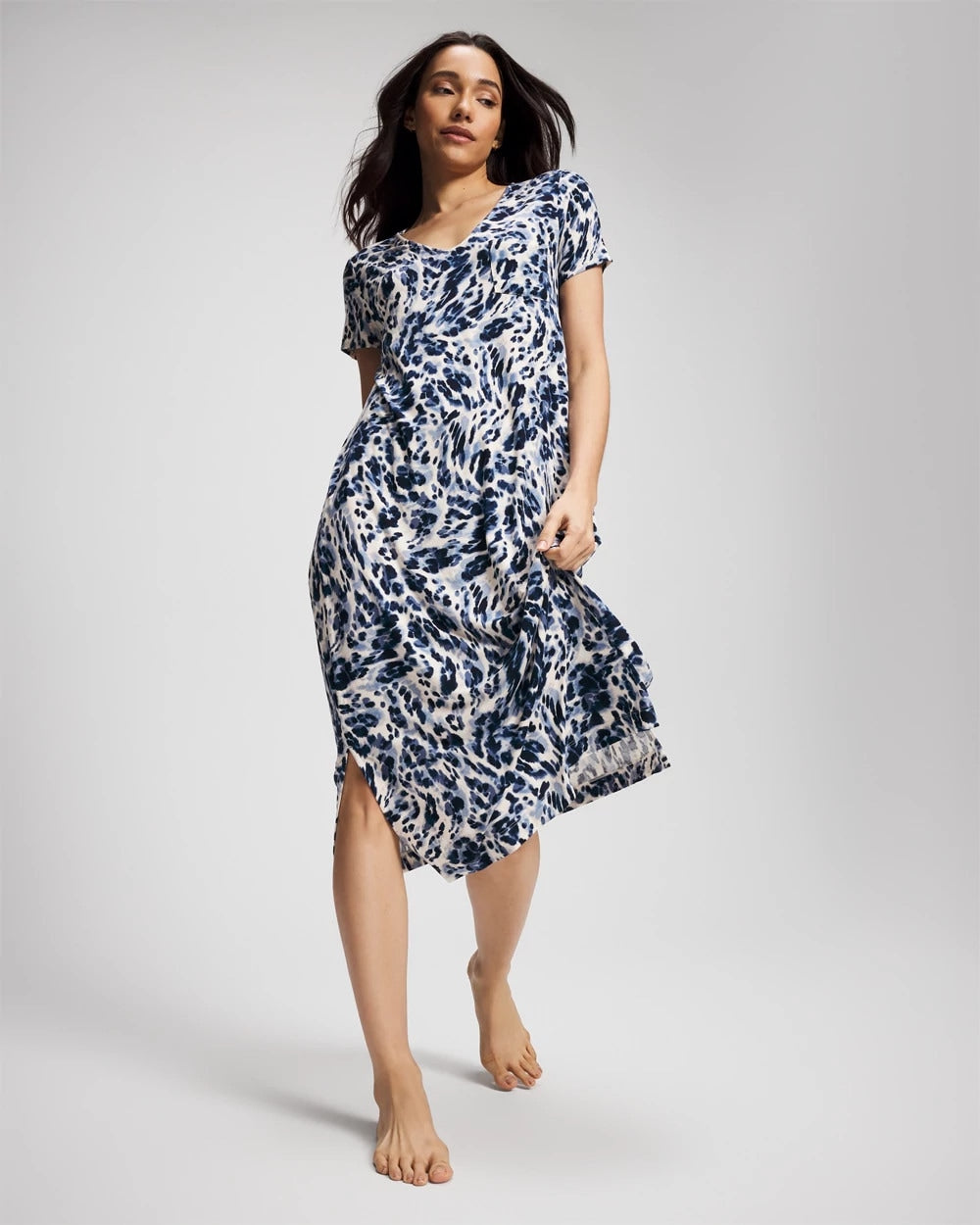 LOVELIEST LEOPARD PARCH M - Short Sleeve Long Sleepshirt | Soma