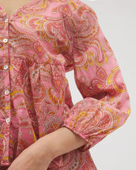 SHOW OFF PAISLEY P GUAVA - Cotton Voile Long Sleeve Pajama Top | Soma