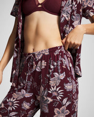 PAISLEY SPLENDOR PLUM - Piped Crop Pajama Pants | Soma
