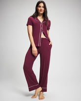VELVET PLUM - Solid Piped Pajama Pant | Soma