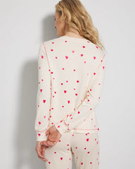 FLOATING HEARTS CHAMPAGNE - Long-Sleeve V-Neck Pajama Top | Soma