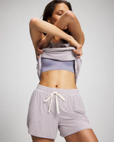 NIGHTCAP STRIPE LILAC ASH - Curved Hem Pajama Shorts | Soma