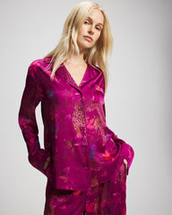 WILD WONDERS MAGENTA - Long Sleeve Notch Collar Pajama Top | Soma