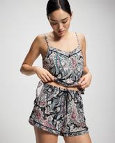 REGAL PAISLEY BLACK - Relaxed Piped Pajama Short | Soma