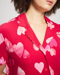 WHOLE LOTTA LOVE RED - Short Sleeve Notch Collar Pajama Top | Soma