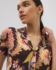 PARROT-DISO PLUME G PLUM - Short Sleeve Notch Collar Pajama Top | Soma