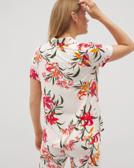 LE TIGRE FLORA CHAMPAGNE - Short Sleeve Notch Collar Pajama Top | Soma
