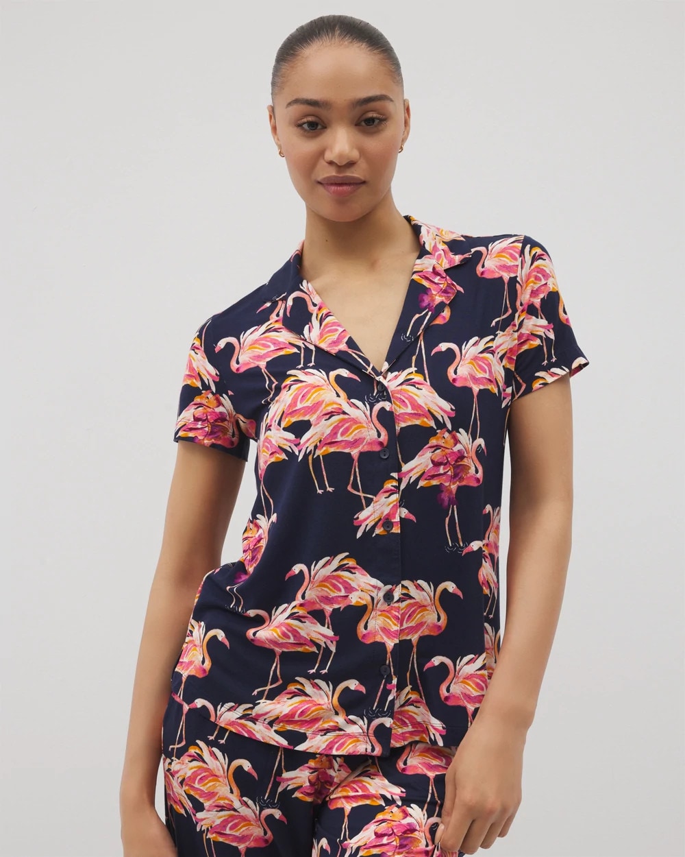 PARTY LIKE A FLOCK STAR N - Short Sleeve Notch Collar Pajama Top | Soma