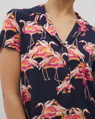 PARTY LIKE A FLOCK STAR N - Short Sleeve Notch Collar Pajama Top | Soma