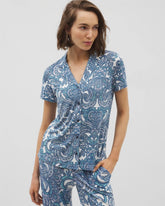 SHOW OFF PAISLEY COCONUT - Short Sleeve Notch Collar Pajama Top | Soma