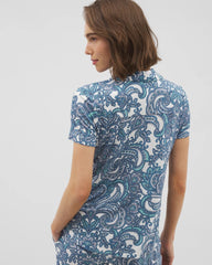 SHOW OFF PAISLEY COCONUT - Short Sleeve Notch Collar Pajama Top | Soma