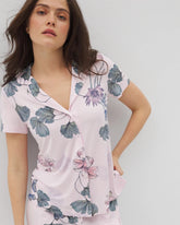 FLORAL HAVEN SUGAR COATED - Short Sleeve Notch Collar Pajama Top | Soma