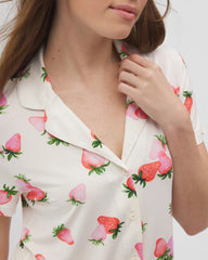 BERRY BEST CHAMPAGNE - Short Sleeve Notch Collar Pajama Top | Soma