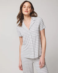 FUNDAMENTAL M HTHR OPAL G - Short Sleeve Notch Collar Pajama Top | Soma