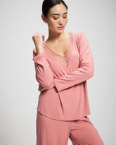 ANTIQUE PINK - Lace Long Sleeve Pajama Top | Soma