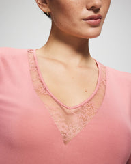 ANTIQUE PINK - Lace Long Sleeve Pajama Top | Soma