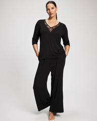 BLACK - Lace Long Sleeve Pajama Top | Soma