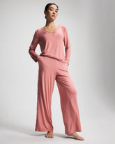 ANTIQUE PINK - Lace Relaxed Wide Leg Pajama Pant | Soma