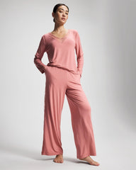 ANTIQUE PINK - Lace Relaxed Wide Leg Pajama Pant | Soma