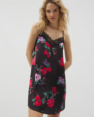 RHAPSODY FLORA BLACK - Lace Trim Chemise | Soma