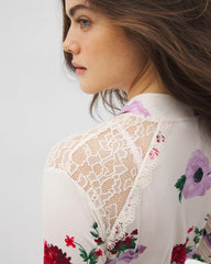 RHAPSODY FLORAL SUGAR - Short Robe With Lace | Soma
