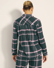 ASPEN PLAID EVERGLADE - Super Soft Long-Sleeve Notch Collar Pajama Top | Soma