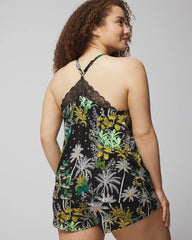 OASIS PALMS BLACK/WS - Lace Pajama Cami | Soma