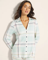 SNUGGLE UP PLAID GREEN - Long-Sleeve Notch Collar Pajama Top | Soma