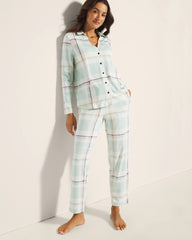 SNUGGLE UP PLAID GREEN - Long-Sleeve Notch Collar Pajama Top | Soma