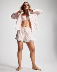 STOCKING STRIPE VERT PINK - Velvet Piped Boxer Pajama Short | Soma