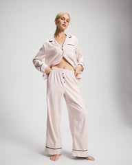 STOCKING STRIPE VERT PINK - Velvet Piped Relaxed Pajama Pant | Soma