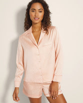 PIN STRIPE VERTICAL PEACH - Long-Sleeve Notch Collar Pajama Top | Soma