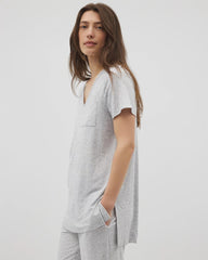 BLUE SLUB - Slub Short Sleeve Tunic Pajama Tee | Soma