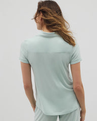 HARBOR GREEN - Solid Short Sleeve Notch Collar Pajama Top | Soma