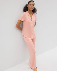 PALOMA GLOW - Solid Short Sleeve Notch Collar Pajama Top | Soma