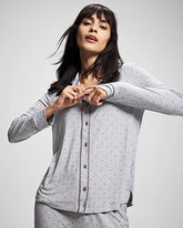 PEACEFUL DOT HEATHER - Long-Sleeve Printed Notch Collar Pajama Top | Soma