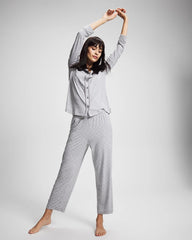 PEACEFUL DOT HEATHER - Long-Sleeve Printed Notch Collar Pajama Top | Soma