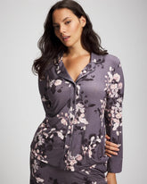 FLORAL DREAMS GRAY - Long-Sleeve Printed Notch Collar Pajama Top | Soma