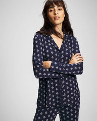 BELLE FOULARD NAVY - Long-Sleeve Printed Notch Collar Pajama Top | Soma