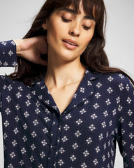 BELLE FOULARD NAVY - Long-Sleeve Printed Notch Collar Pajama Top | Soma