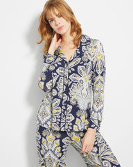 STYLISH PAISLEY NAVY - Long-Sleeve Printed Notch Collar Pajama Top | Soma