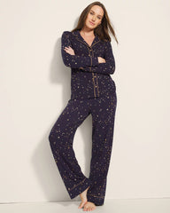 READY TO GLOW NAVY - Long-Sleeve Printed Notch Collar Pajama Top | Soma