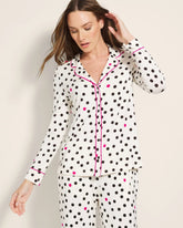 FANCIFUL DOT CHAMPAGNE - Long-Sleeve Printed Notch Collar Pajama Top | Soma