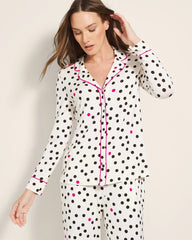 FANCIFUL DOT CHAMPAGNE - Long-Sleeve Printed Notch Collar Pajama Top | Soma