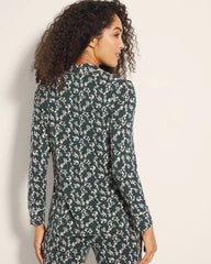 TINY PETALS DK EVERGLADE - Long-Sleeve Printed Notch Collar Pajama Top | Soma