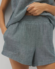 DARK SEA CROSSDYE - Cotton Gauze Pajama Shorts | Soma