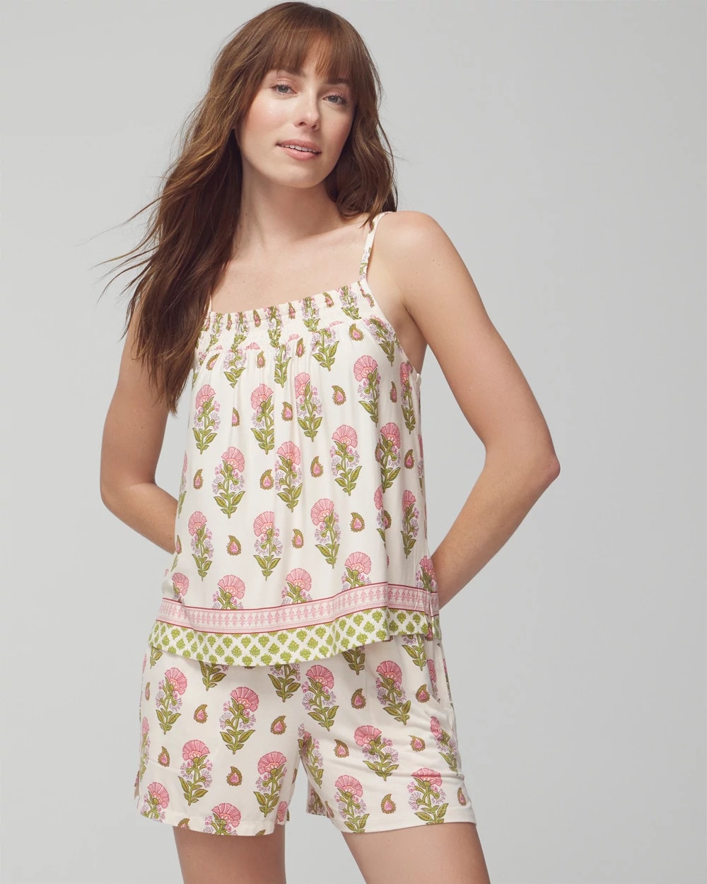 PAISLEY FLORAL BORDER WS - Smocked Pajama Cami | Soma