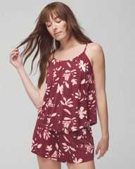 BUDDING ROMANCE VERMILL - Shirred Neck Pajama Cami | Soma