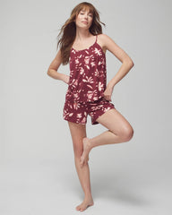 BUDDING ROMANCE VERMILL - Shirred Neck Pajama Cami | Soma