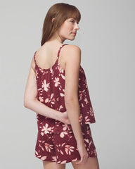 BUDDING ROMANCE VERMILL - Shirred Neck Pajama Cami | Soma